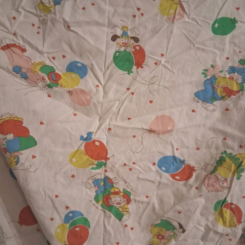Vintage 80s Rainbow Whimsical Clown Circus Crib Sheet 1985 Kendall‎ Co.